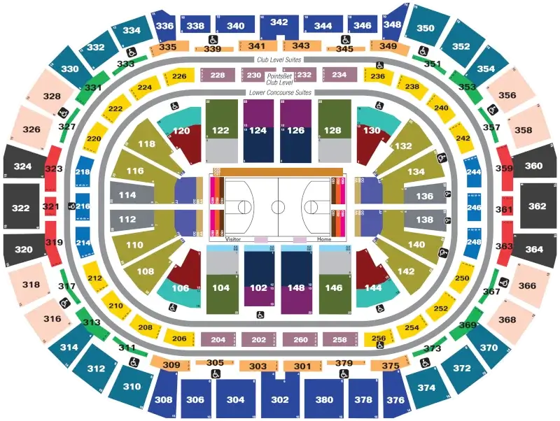 Plano sectores y asientos entradas Denver Nuggets