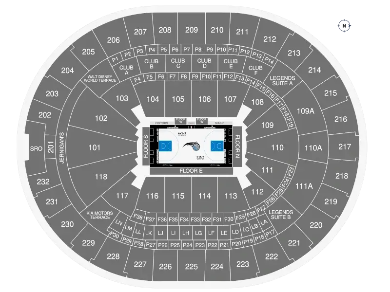 plano del pabellon de los Orlando Magic